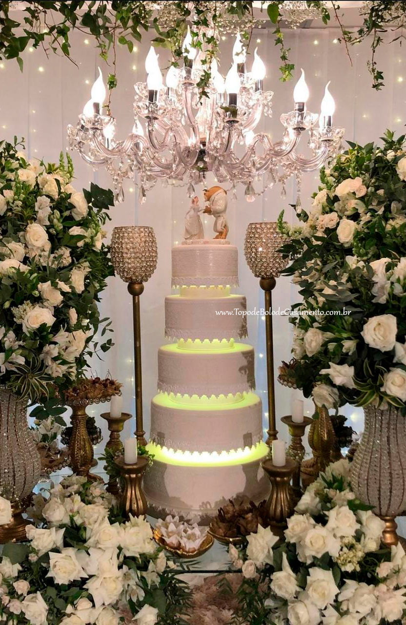 A Bela a a Fera em Porcelana para Topo de Bolo de Casamento
