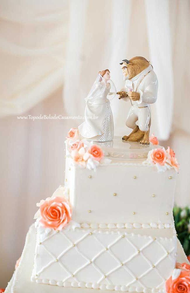 A Bela a a Fera em Porcelana para Topo de Bolo de Casamento